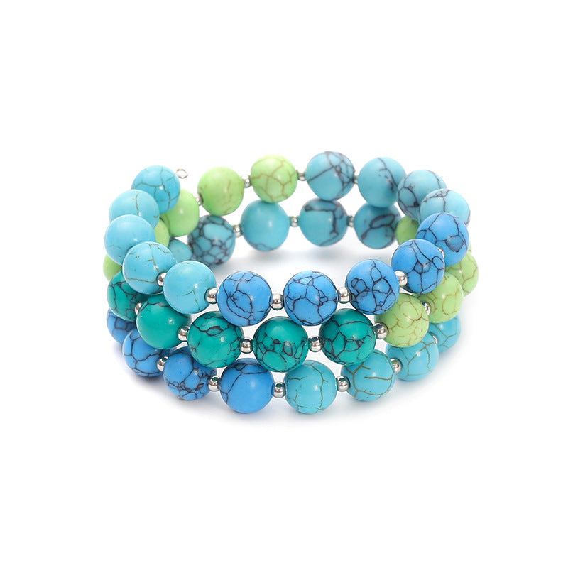 Wholesale Bohemian acrylic beaded bracelet multi-layered elastic bracelet